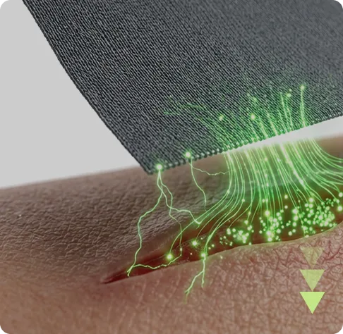 Ion Sportswear fabric demonstrating iontophoresis skin delivery.