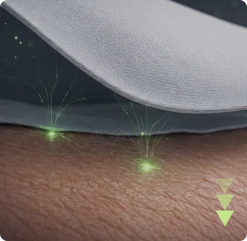 Ion Sportswear breathable and cooling athletic fabric graphic showing airflow over skin.
